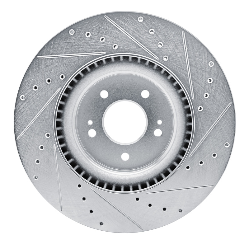 Hyundai Sonata Brake Rotor (1) - Front Left - R1 Concepts - Drilled & Slotted - Silver - `21-`26